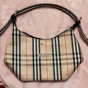 Burberry Tan and Black Plaid Shoulder Bag